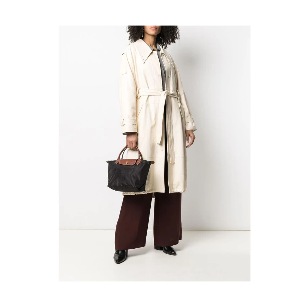 Longchamp Zwarte Leren Tote Tas Parijs Black Dames