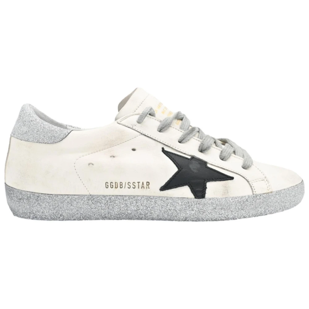 Golden Goose Superstar Cream Black Silver Glitter Sneakers White, Dam