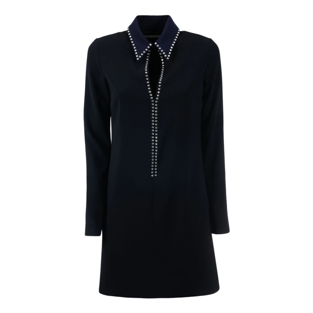 Victoria Beckham Zwarte Open Front Shift Jurk Black Dames