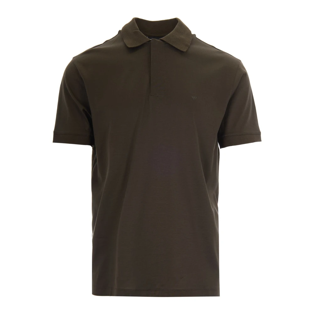 Emporio Armani Mannelijk Groente Polo Shirt Van Katoen En Lyocell Met Korte Mouwen