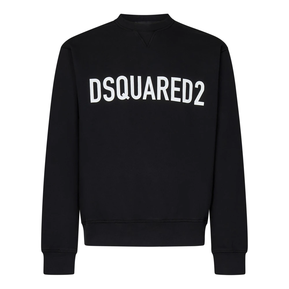 Dsquared2 Zwart Logo Print Crewneck Sweatshirt Black Heren