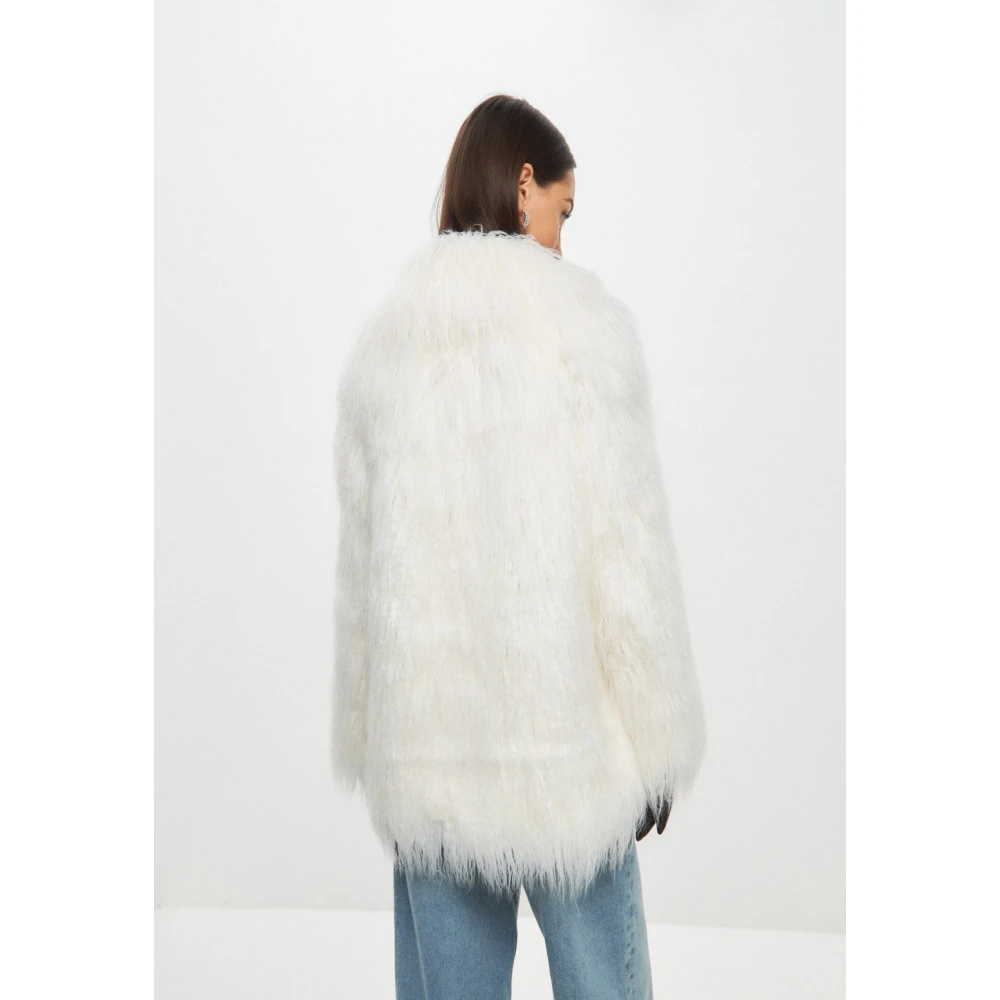 Cesare Gaspari Winter Warme Nep Bontjas Wit White Dames