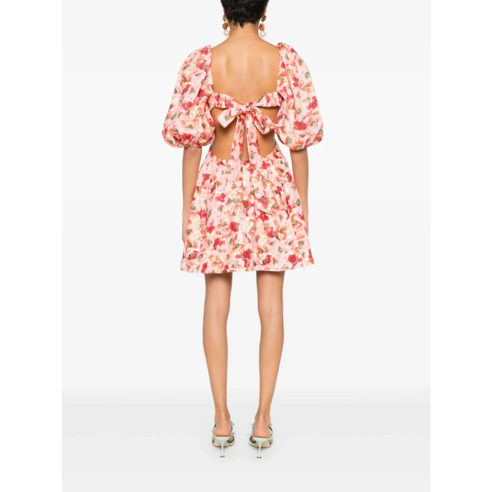 Zimmermann Roze Linnen Jurk met Blouson Mouwen Red Dames