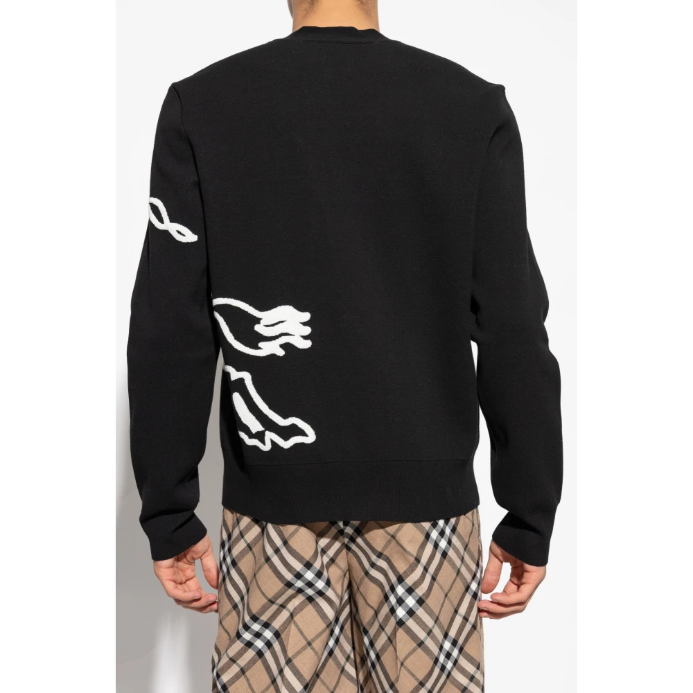 Burberry Cardigan met logo Black Heren