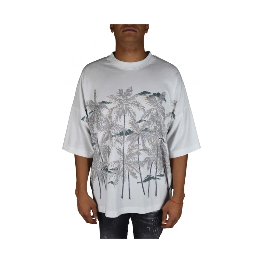 Palm Angels Witte T-shirt met Palmboomprint White Heren