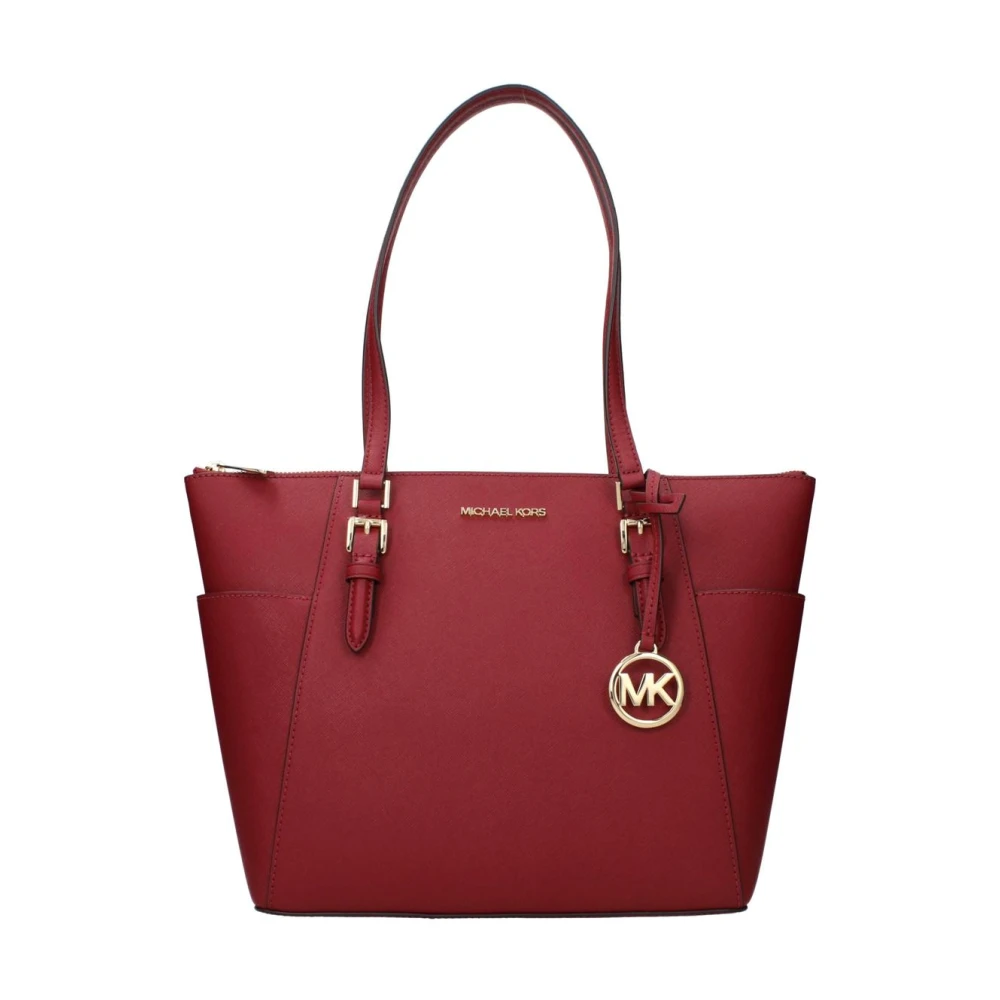 Michael Kors Women's Red Shopping Bags, One Size, Leather Shoulder Bag