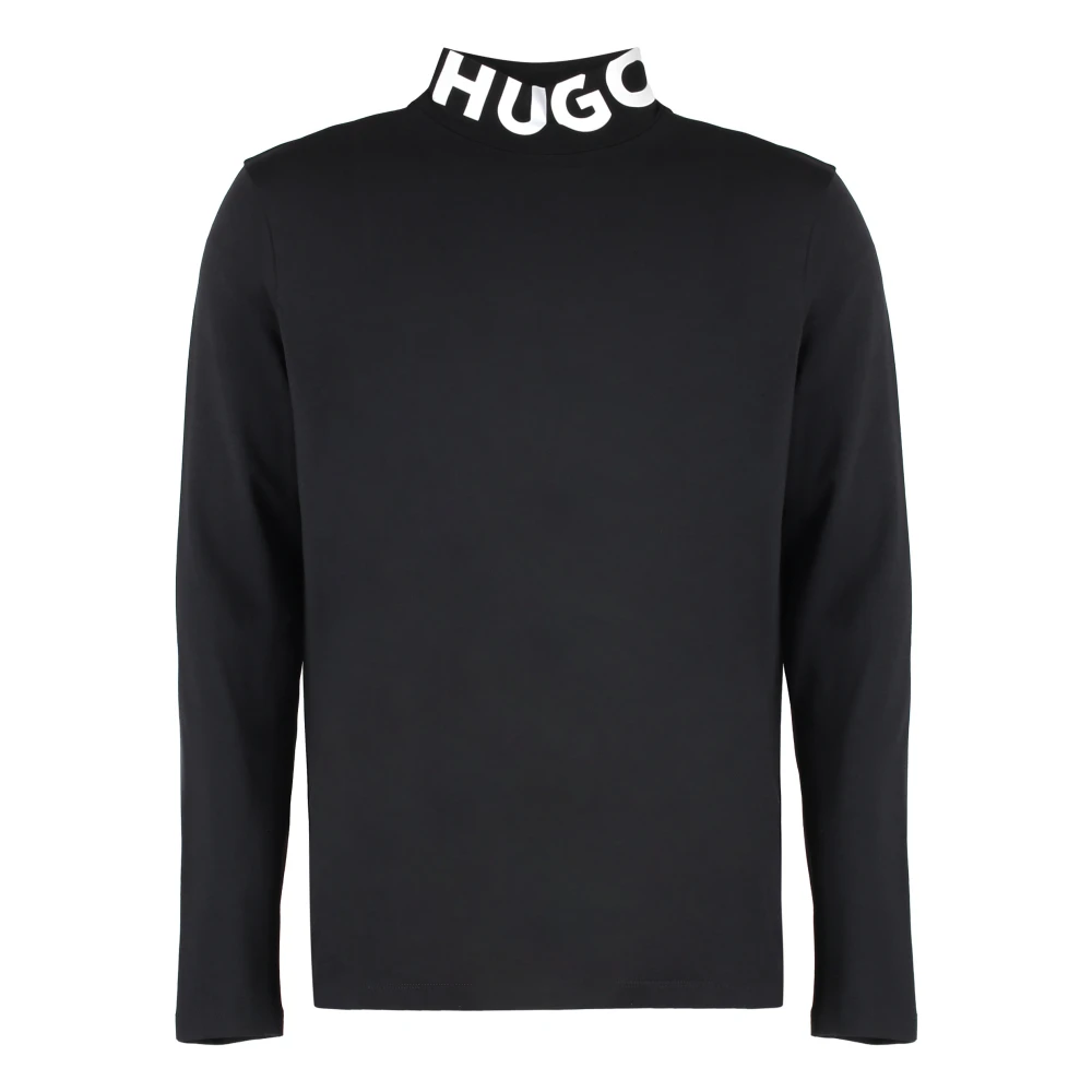 Hugo Boss Geribbelde Kraag Katoenmix T-shirt Black Heren