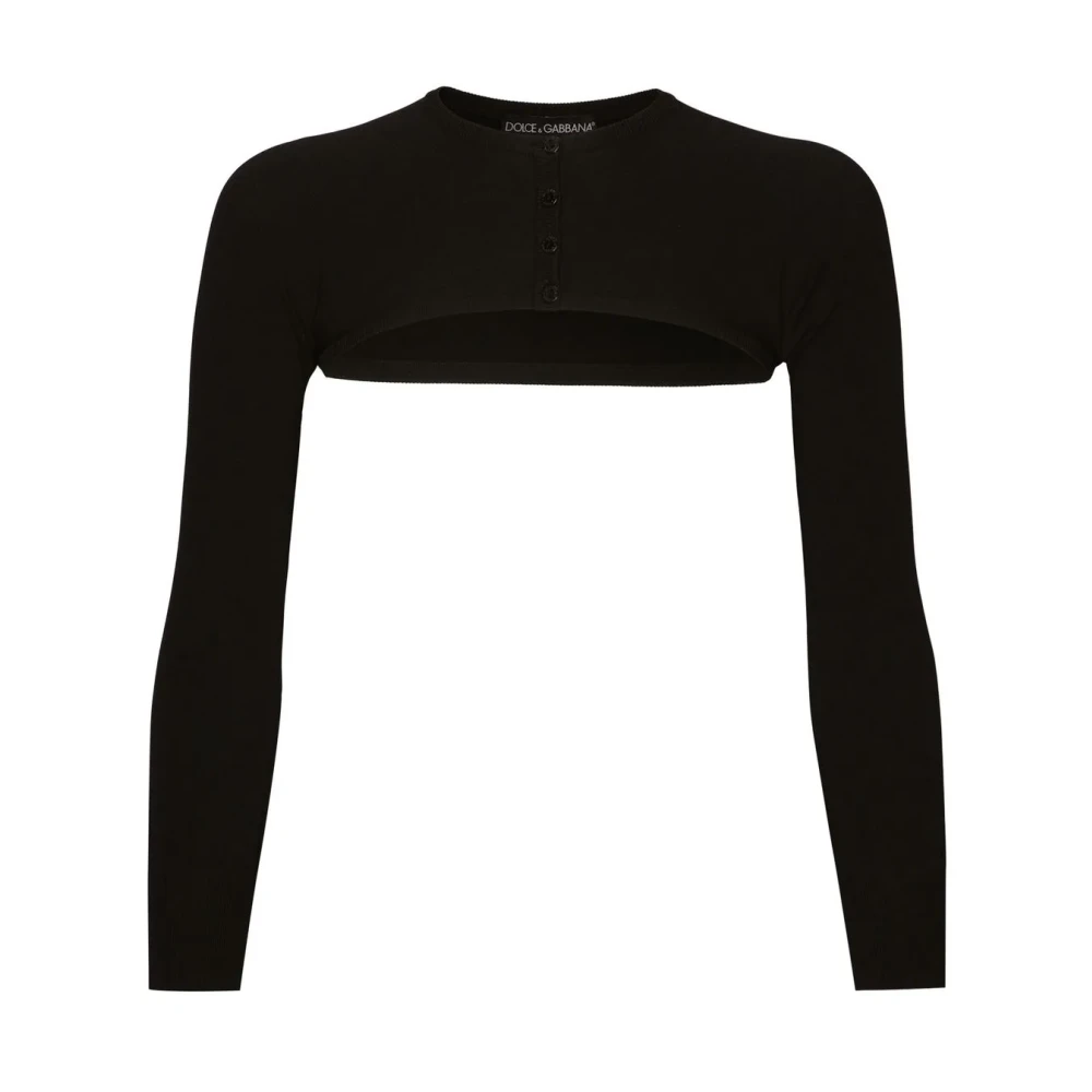 Dolce & Gabbana Zwarte Sweaters met Ronde Hals en Lange Mouwen Black Dames