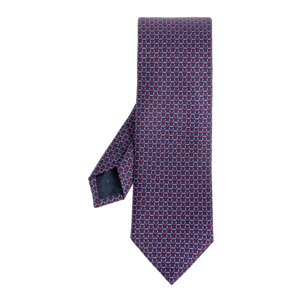 Ferragamo Uomo Blu Cravatta In Seta Stampa Link - Immagine 2