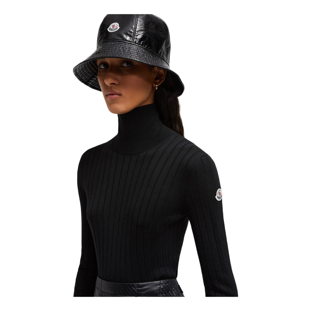 Moncler Luxe Wol Kasjmier Polo Hals Trui Black Dames