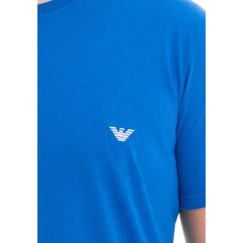 Emporio Armani Blauwe Adelaar Logo T-shirts en Polos Blue Heren