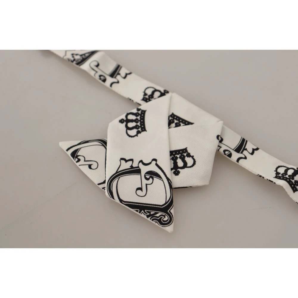 Dolce & Gabbana Kroonpatroon Zijden Strik White Heren