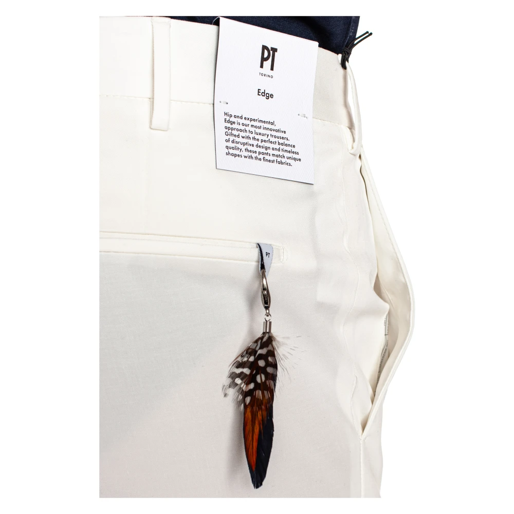 PT Torino Witte Twill Stretch Slim Broek White Heren