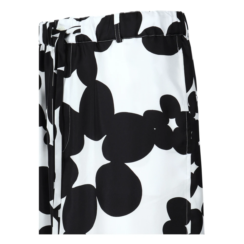Marni Zwarte Zijden Bloemenprint Bermuda Shorts Black Heren