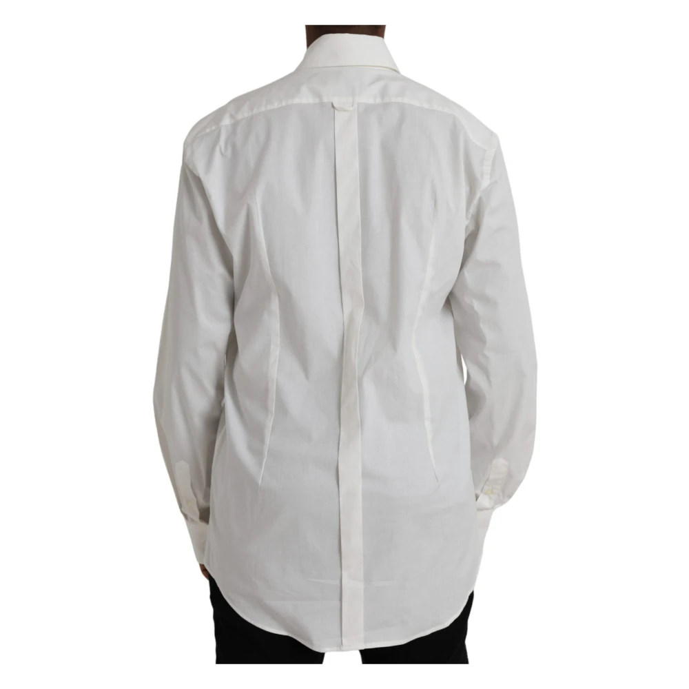 Dolce & Gabbana Wit Katoen Slim Fit Gold Shirt White Heren