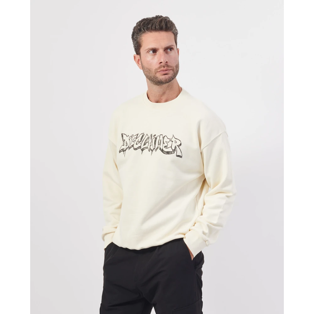 Disclaimer Witte Crewneck Lange Mouw Logo Sweatshirt White Heren