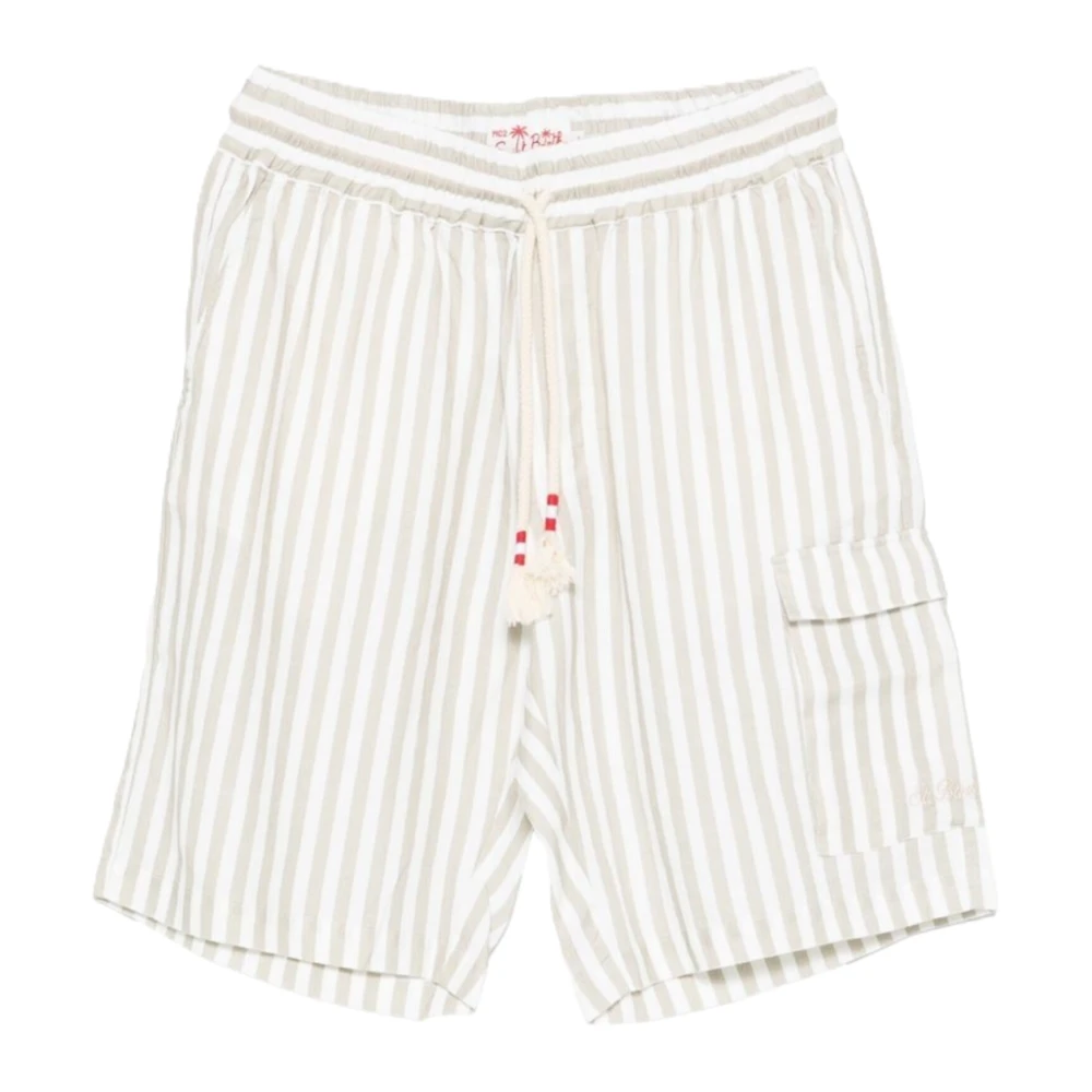 Mc2 Saint Barth White Marseille Linen Bermuda Shorts - Male - Casual Shorts - M - Shorts