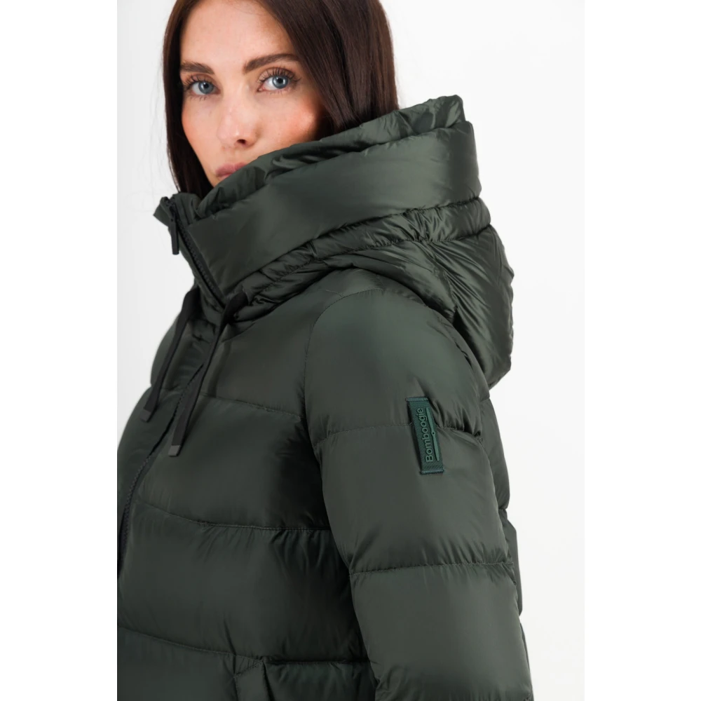 BomBoogie Dichte Nylon Donsjas met Capuchon Green Dames