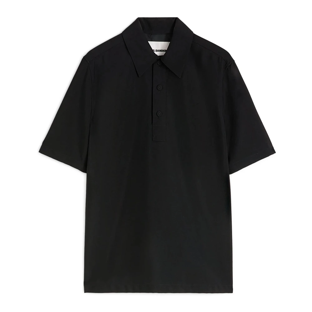 Jil Sander Zwarte Polo Shirt met Voorknoopsluiting Black Heren