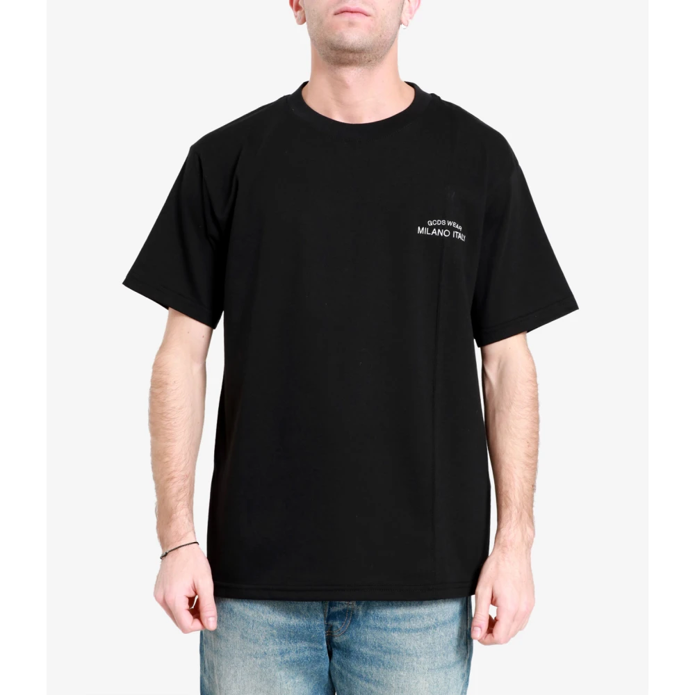 Gcds Geborduurd Crew-neck T-shirt met Logo Black Heren