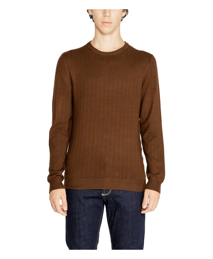 brown-plain-knitwear-long-sleeves-men