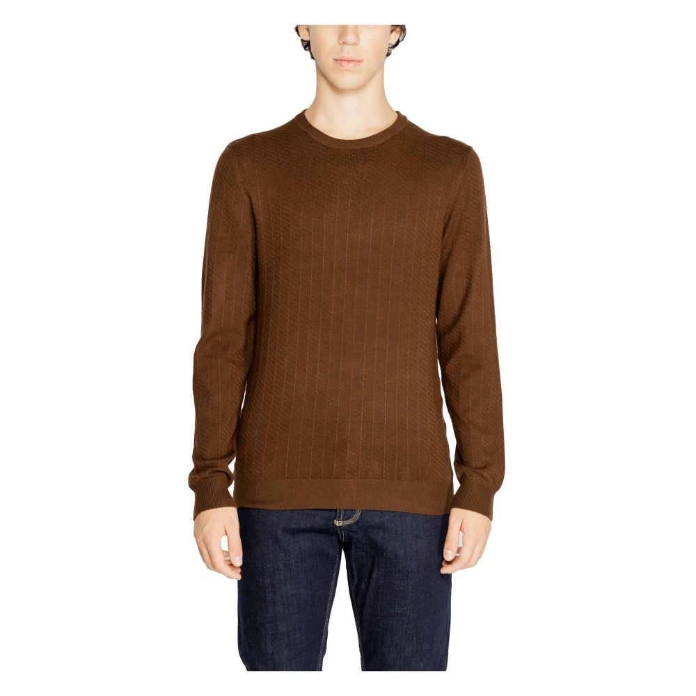 Antony Morato Men's Brown Plain Knitwear Long Sleeves