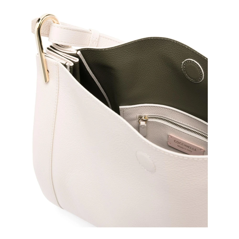 Coccinelle Leren Schoudertas Gehamerd Patroon White Dames