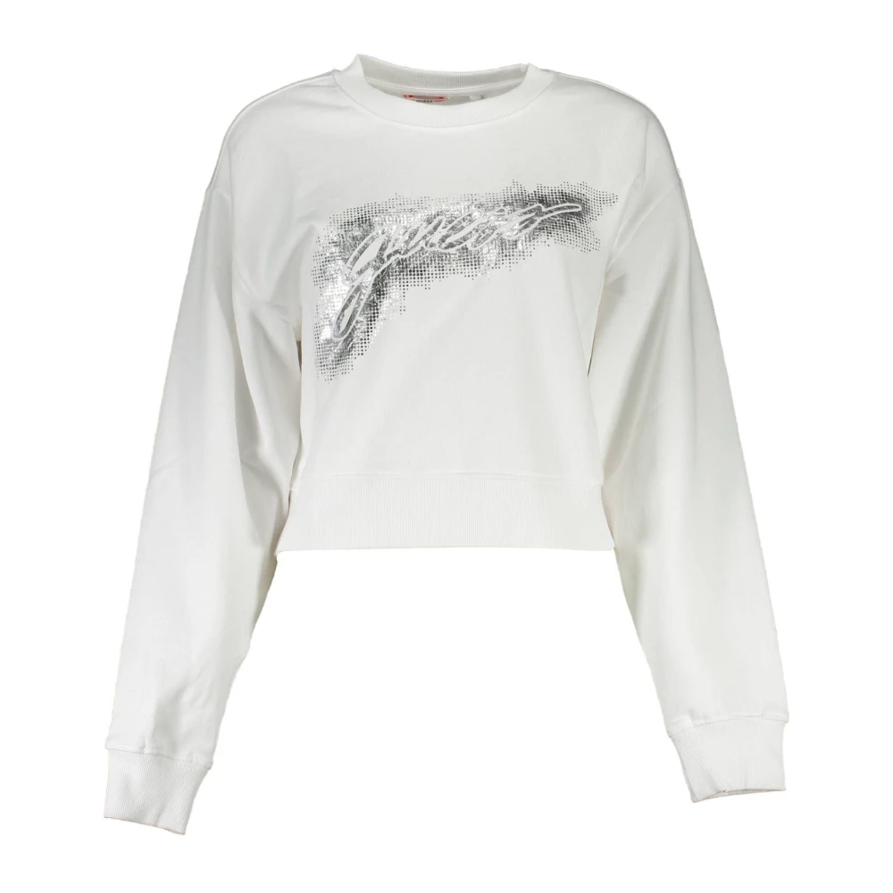 Guess Women's White Cotton Sweater With Contrasting Details