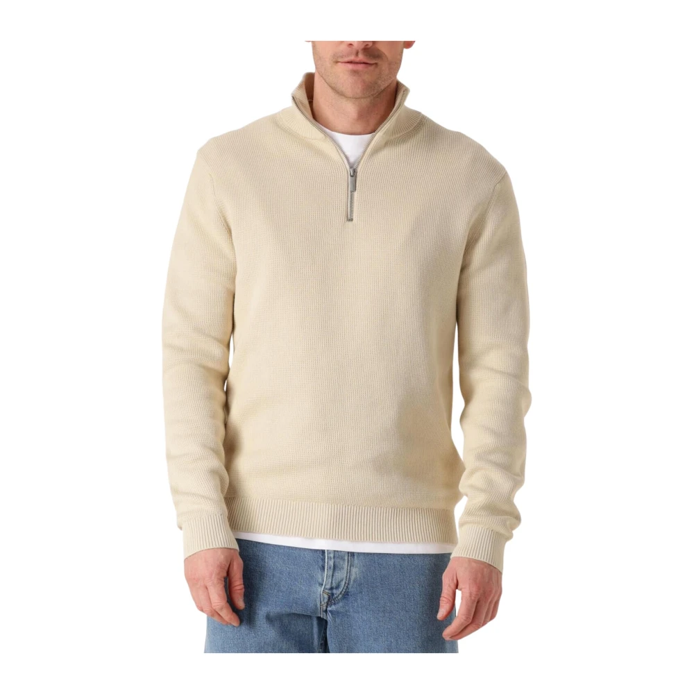 Selected Homme - Slhdane Ls Strickstruktur Half Zip Noos - Knitwear - Herren - Beige - L - Bild 7