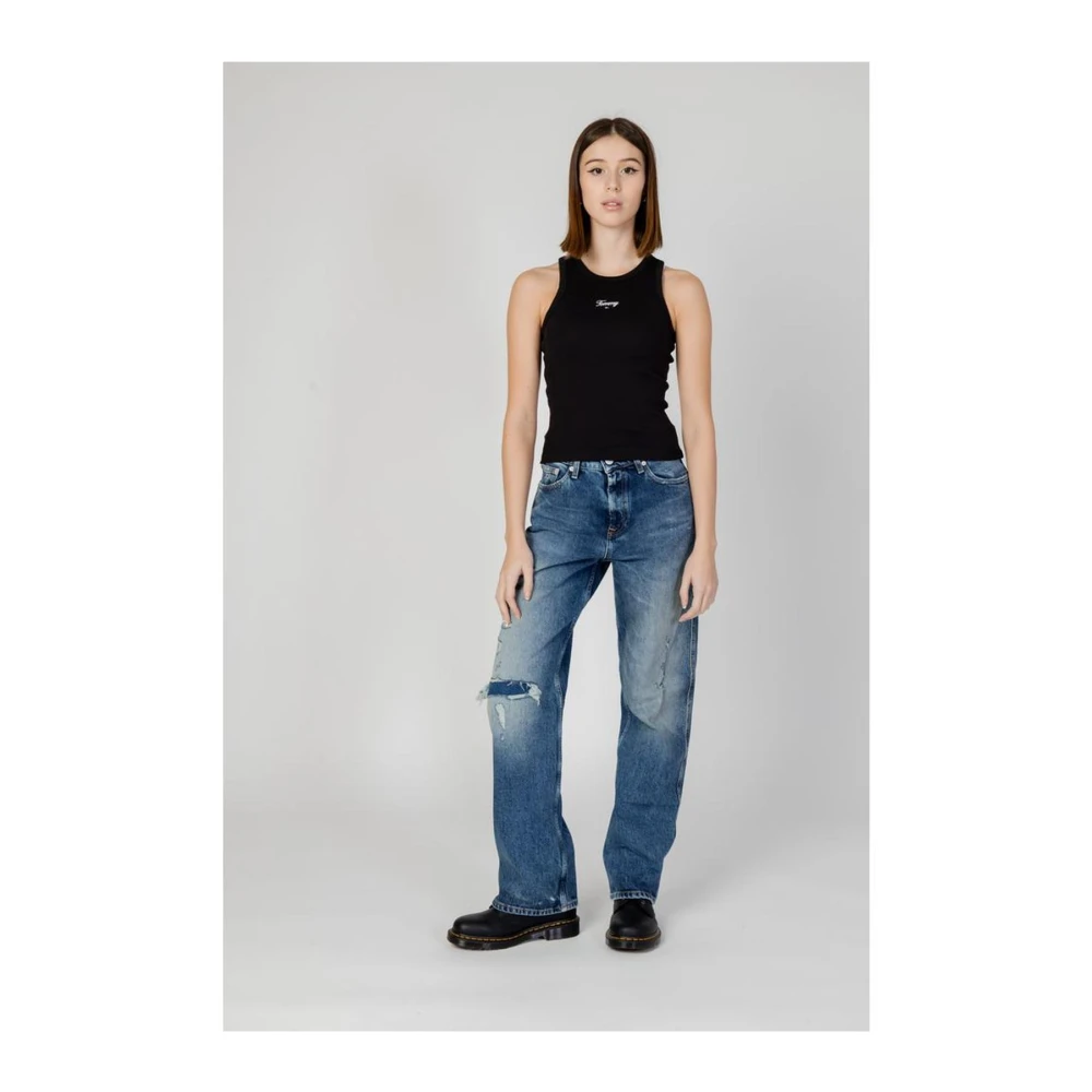 Tommy Jeans Blauwe Katoenen Mom Jeans Blue Dames