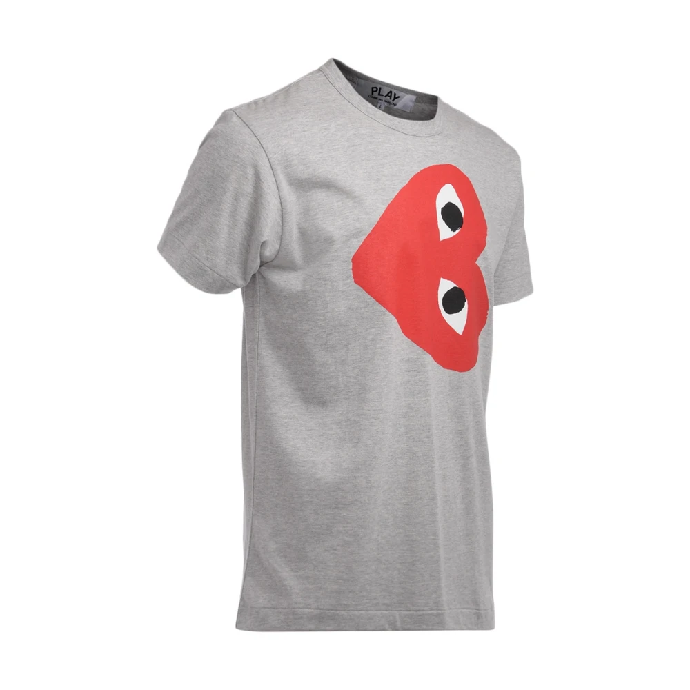 Comme des Garçons Play Grijze Heren T-Shirt met Rood Horizontaal Hart Gray Heren