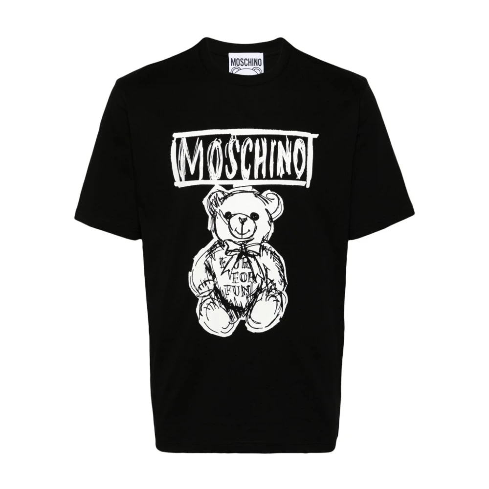 Moschino Svart Logo Print Crew Neck T-shirt Black, Herr