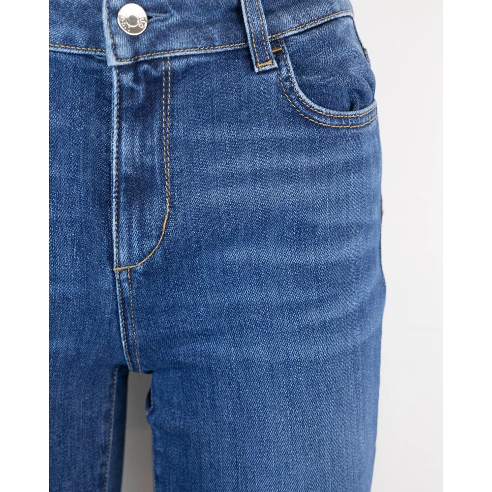 Liu Jo Blauwe Jeans met Rechte Pijp en Strass Detail Blue Dames