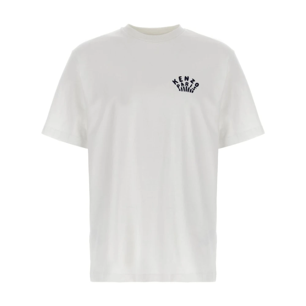 Kenzo Wit Crew Neck Geborduurd Logo T-shirt White Heren