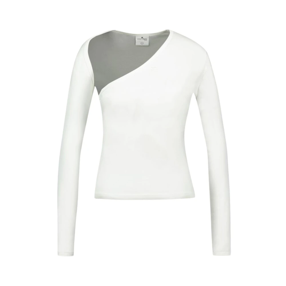 Courrèges Wit Contrast Katoenen T-Shirt White Dames