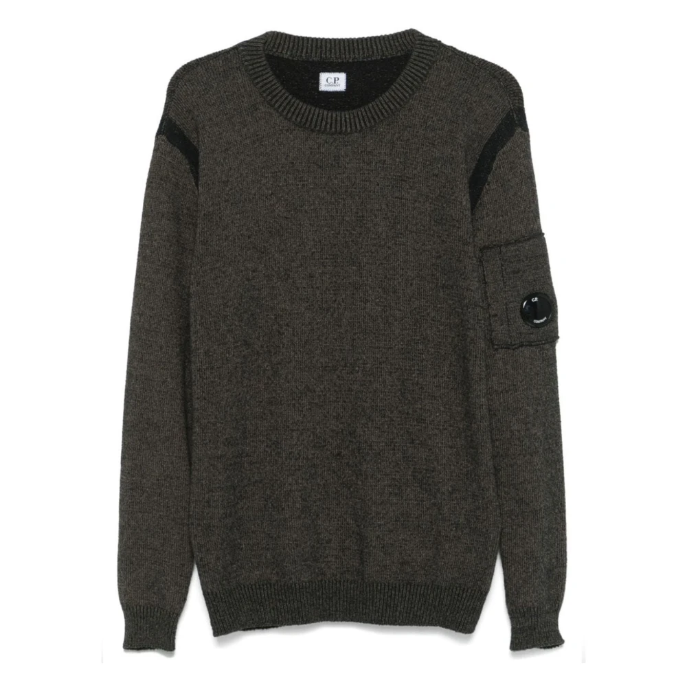 C.P. Company Lamswol Crewneck Sweater met Ciniglia Detail Blue Heren