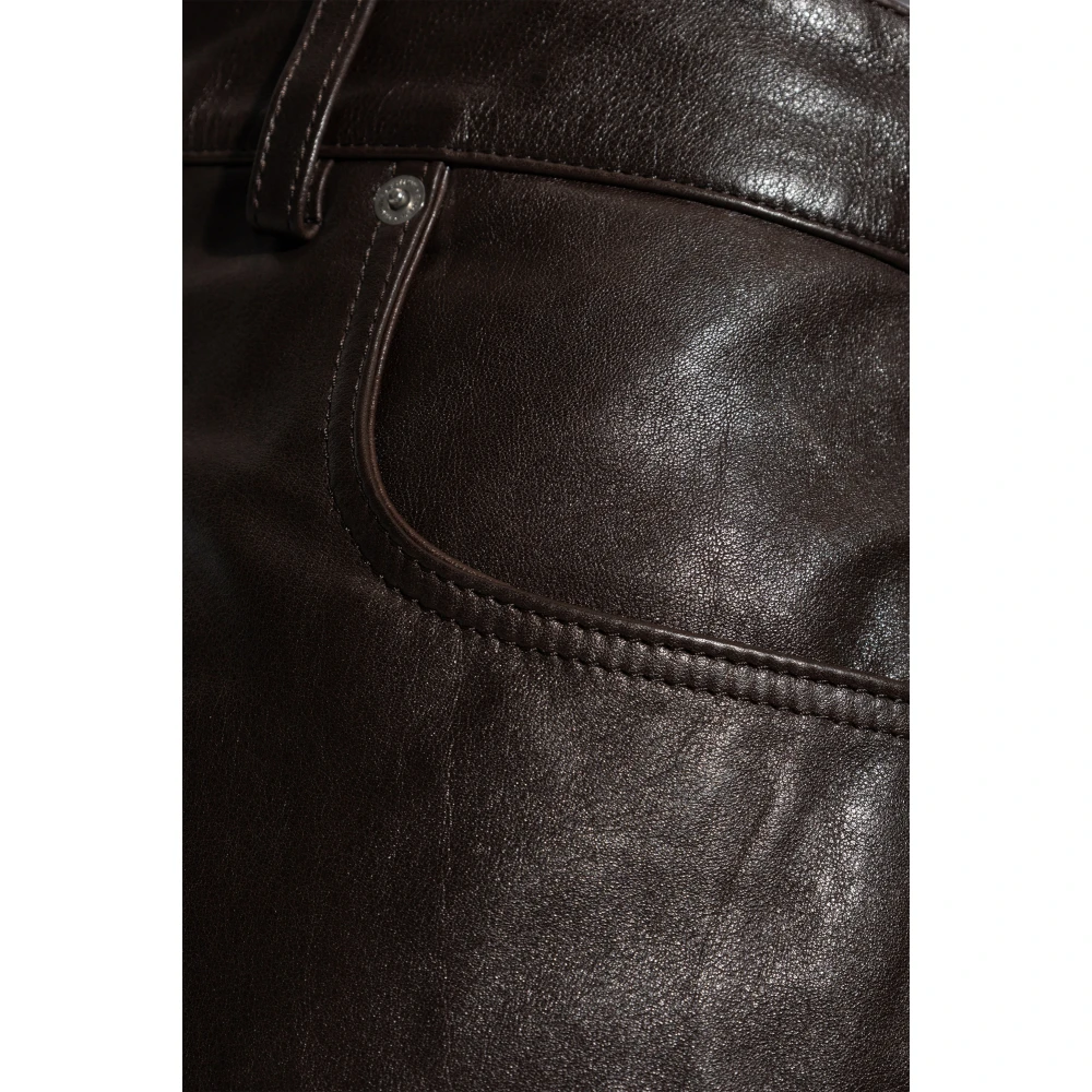 Ami Paris Leren broek Brown Heren