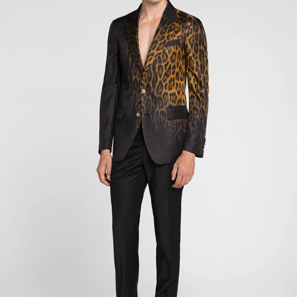 Roberto Cavalli Wollen Tuxedo Broek met Strepen Black Heren