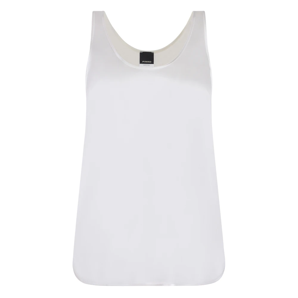 pinko Zijden Top met Ronde Zoom White Dames