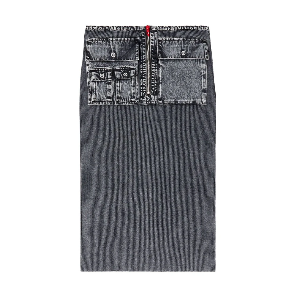 Diesel Cargo potloodrok met denim panelen Gray Dames