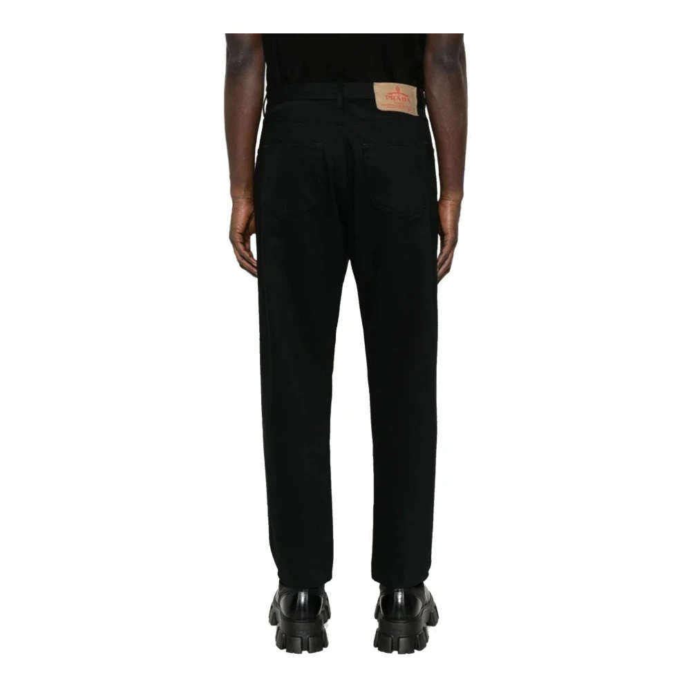 Prada Zwarte Tapered Denim Jeans Black Heren