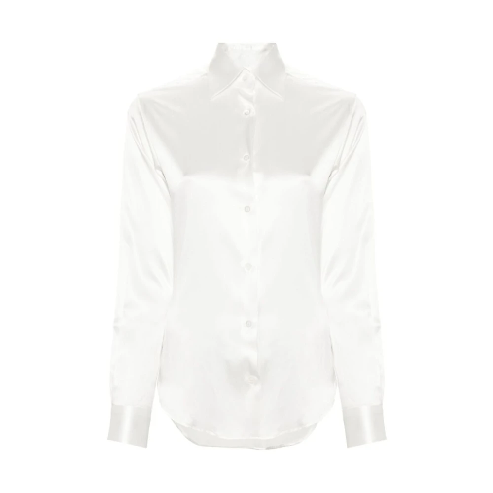 Mazzarelli Witte Zijdeblend Satijnen Overhemd White Dames