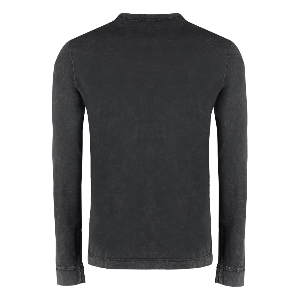 Dolce & Gabbana Katoenen Longsleeve T-shirt Geribbelde Kraag Black Heren
