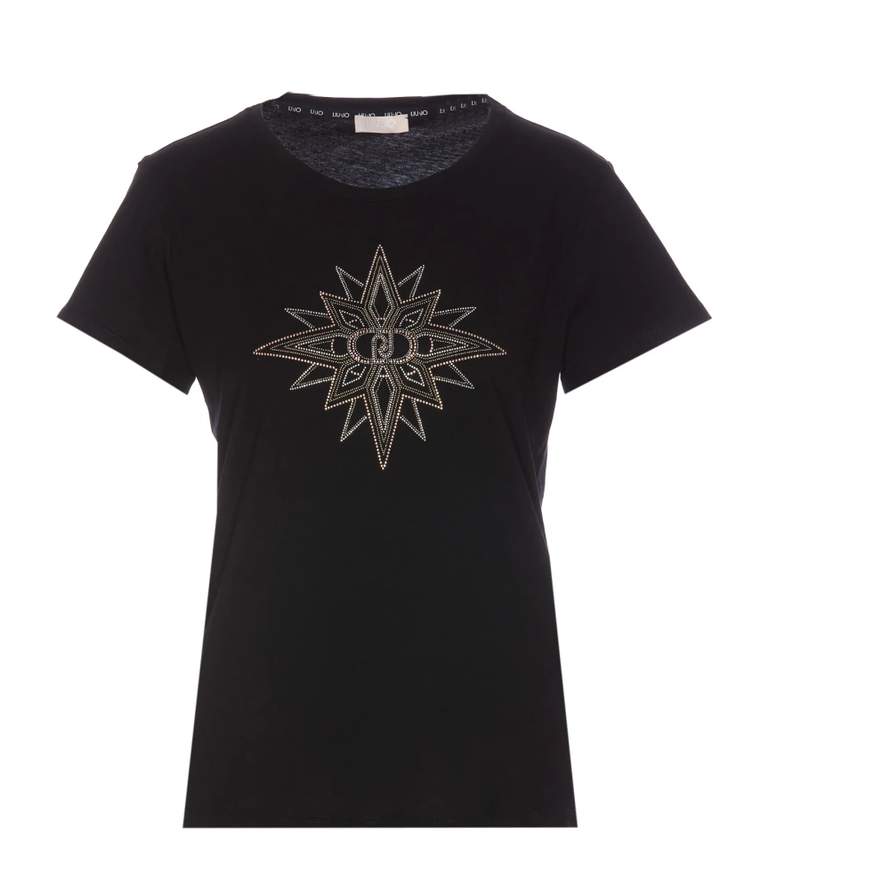 Liu Jo Zwart T-shirt met Strass-details Black Dames