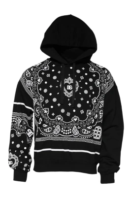 Svart Bandana Huva Herr Sweatshirt Tröja