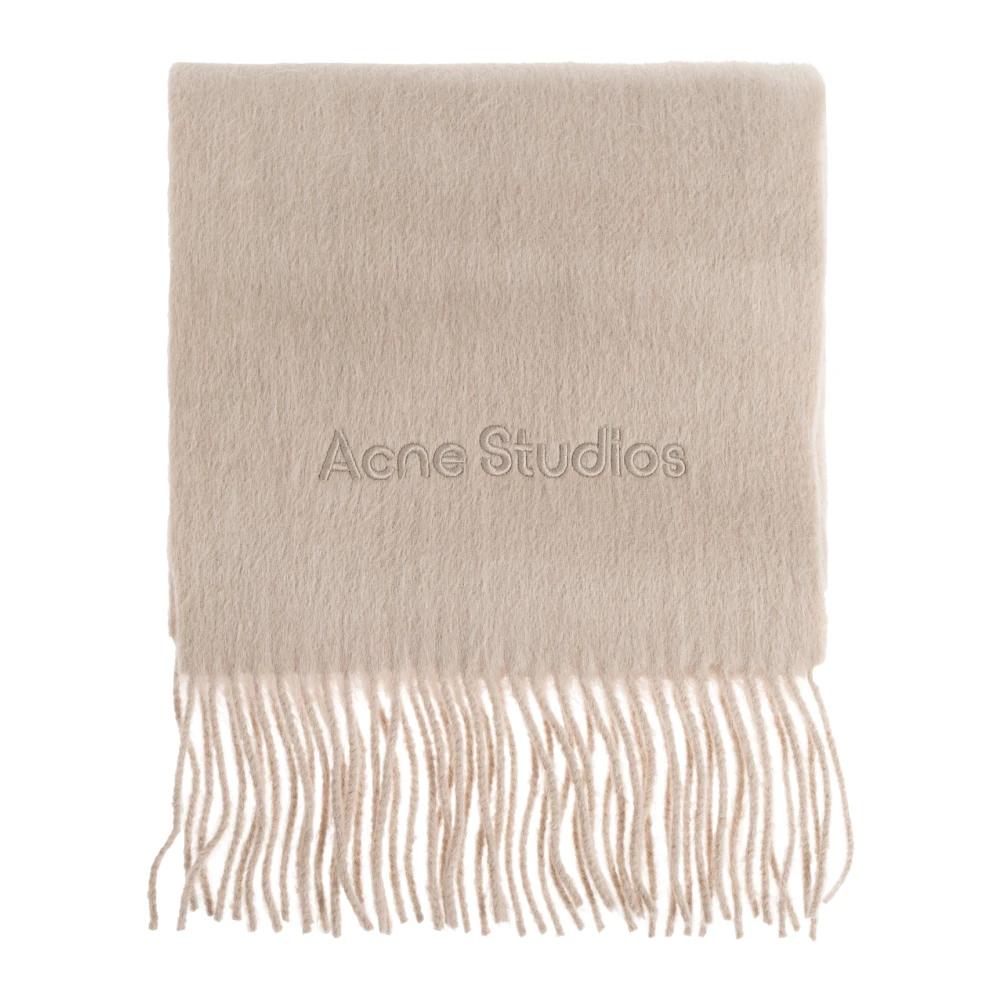Acne Studios Unisex Beige Winter Scarves, One Size, Wool Logo Scarf
