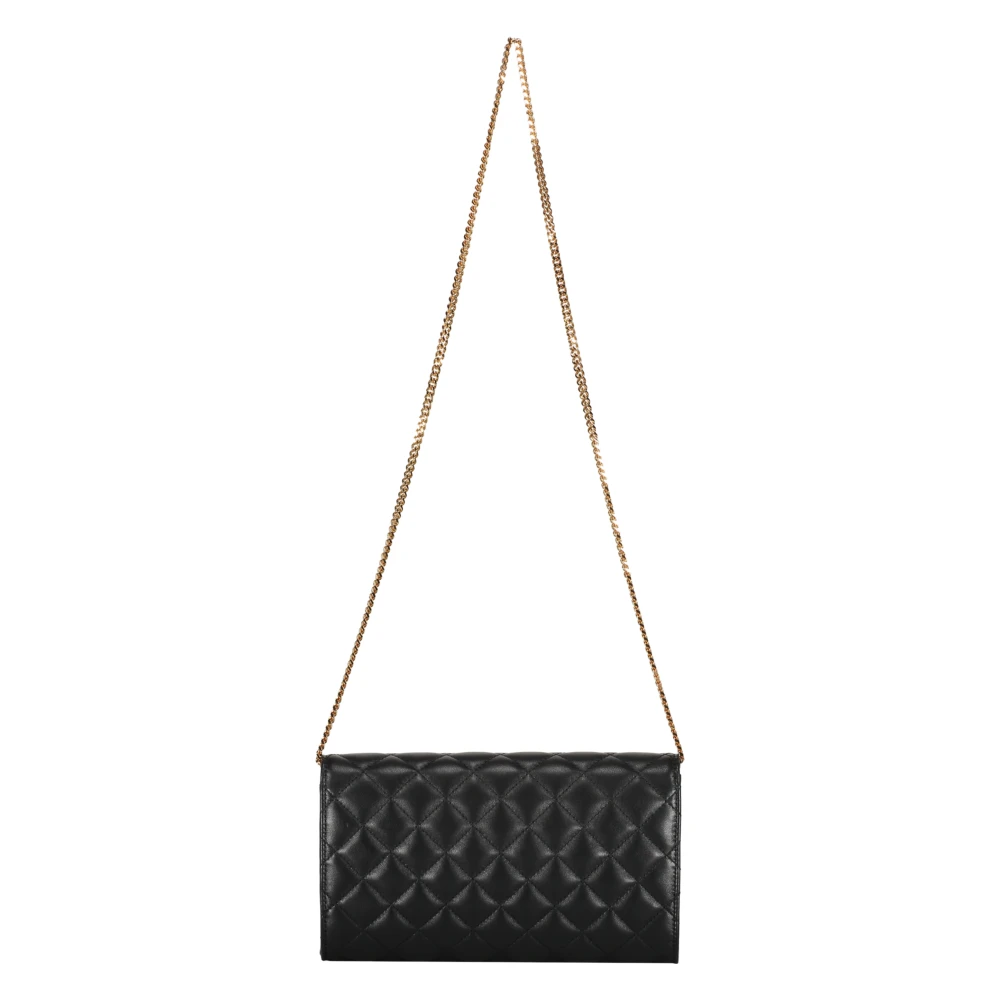 Versace Gewatteerde leren clutch met kettingriem Black Dames