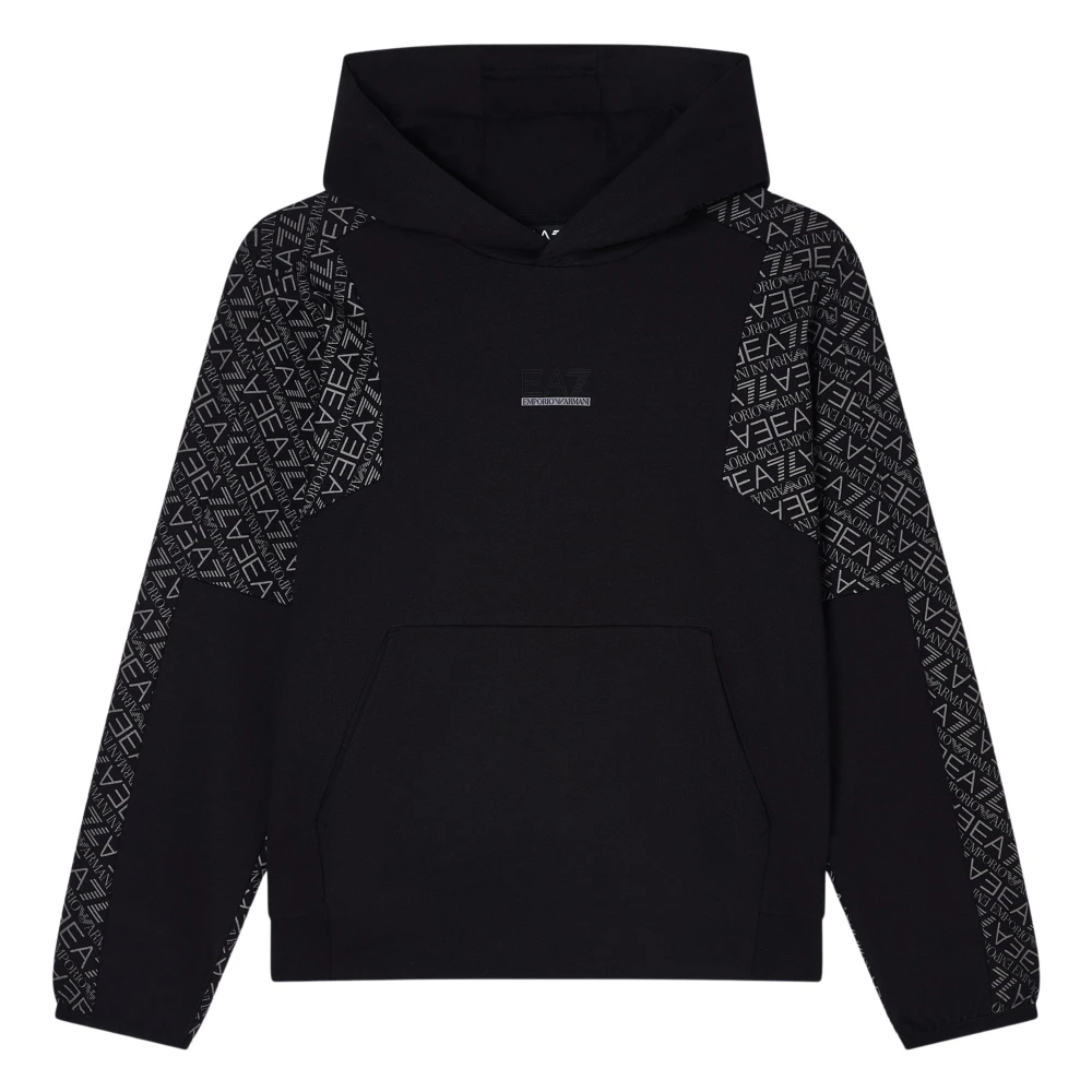 Emporio Armani Ea7 Boys Black Monogram Logo Hoodie - Kids Sweatshirts - 16 Y - Kids
