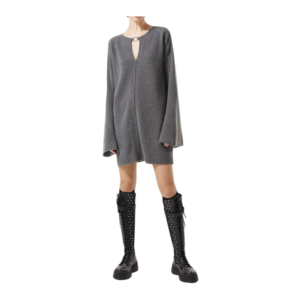 Circus Hotel Stijlvolle Wol Mini Jurk Gray Dames