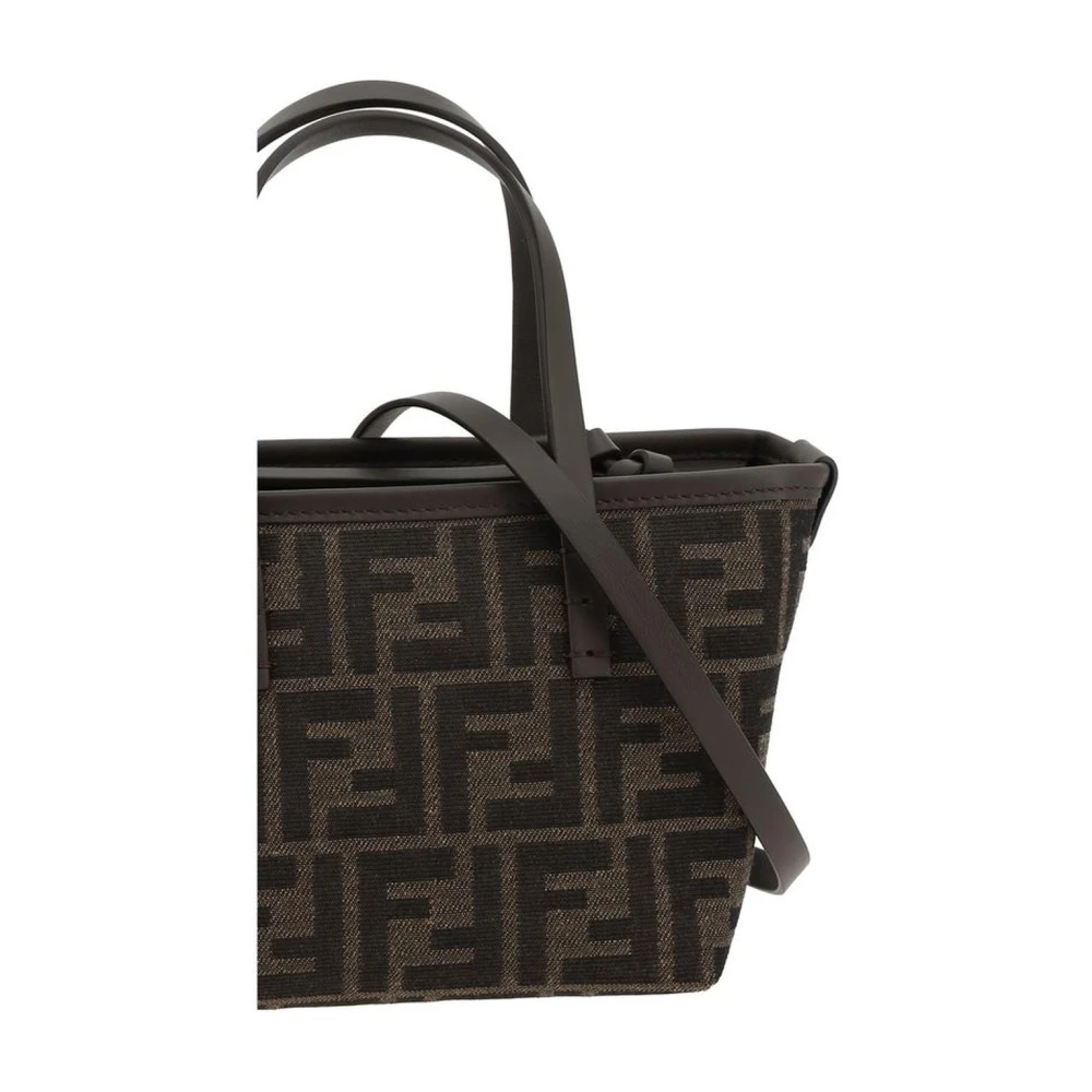 Fendi Iconische Jacquard Mini Handtas met Afneembare Band Brown Dames